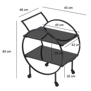Galira serveringsvogn 46 cm - Matt svart med svart speilglass - Møbler - Bord - Serveringsvogn & serveringsbord - Trillebord & Serveringsbord
