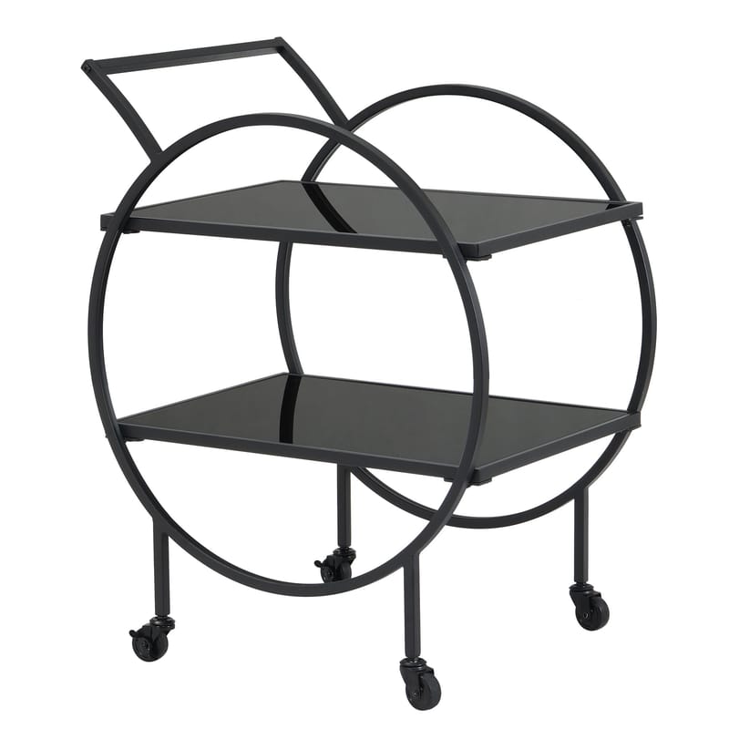 Galira serveringsvogn 46 cm - Matt svart med svart speilglass - Møbler - Bord - Serveringsvogn & serveringsbord - Trillebord & Serveringsbord
