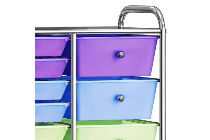 Oppbevaringsvogn XXL 15 skuffer flerfarget plast - Trillebord & Serveringsbord - Rullevogn, rullebord & serveringsbord