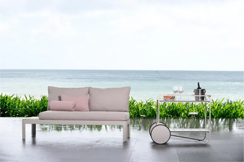 Portals Rullebord 92 cm - Hvit/Tre - Møbler - Bord - Serveringsvogn & serveringsbord - Rullevogn, rullebord & serveringsbord