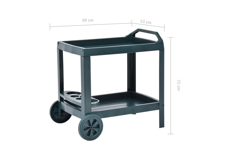 Drikketralle grønn 69x53x72 cm plast - Rullevogn, rullebord & serveringsbord - Trillebord & Serveringsbord