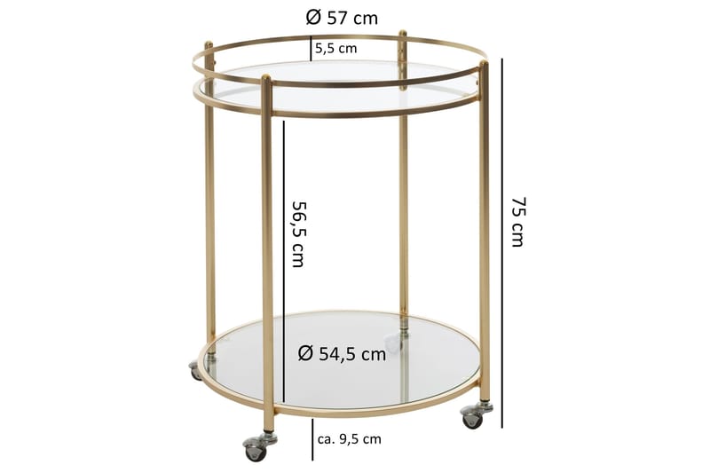 Drinkvagn & Rullbord Wohnling Guld - Møbler - Bord - Serveringsvogn & serveringsbord - Trillebord & Serveringsbord