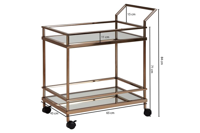 Drinkvogn Hailstock 65x45 cm - Gull - Møbler - Bord - Serveringsvogn & serveringsbord - Trillebord & Serveringsbord