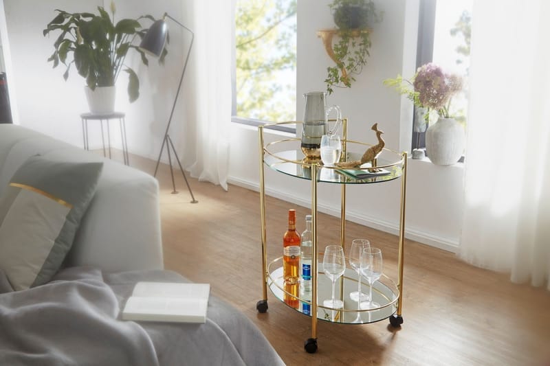 Drinkvogn Stageman 67x46 cm - Gull - Møbler - Bord - Serveringsvogn & serveringsbord - Trillebord & Serveringsbord