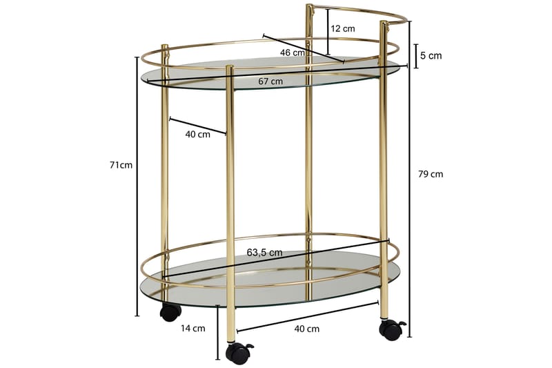 Drinkvogn Stageman 67x46 cm - Gull - Møbler - Bord - Serveringsvogn & serveringsbord - Trillebord & Serveringsbord