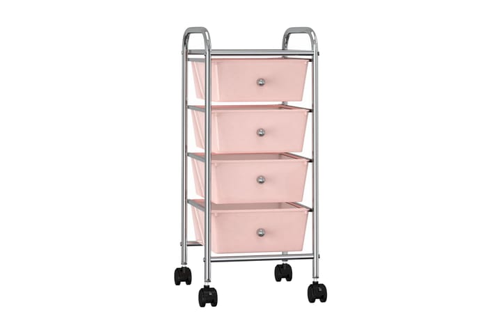 Oppbevaringsvogn 4 skuffer plast rosa - Rullevogn, rullebord & serveringsbord - Trillebord & Serveringsbord