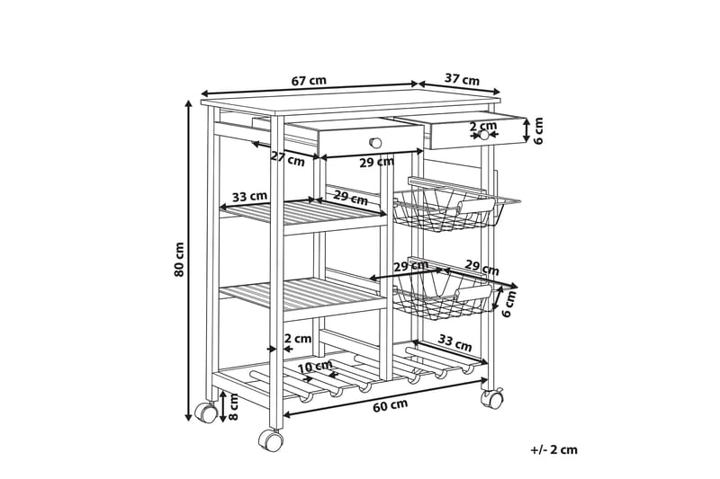 Serveringsbord lysttre MORINO - Tre/natur - Møbler - Bord - Serveringsvogn & serveringsbord - Trillebord & Serveringsbord