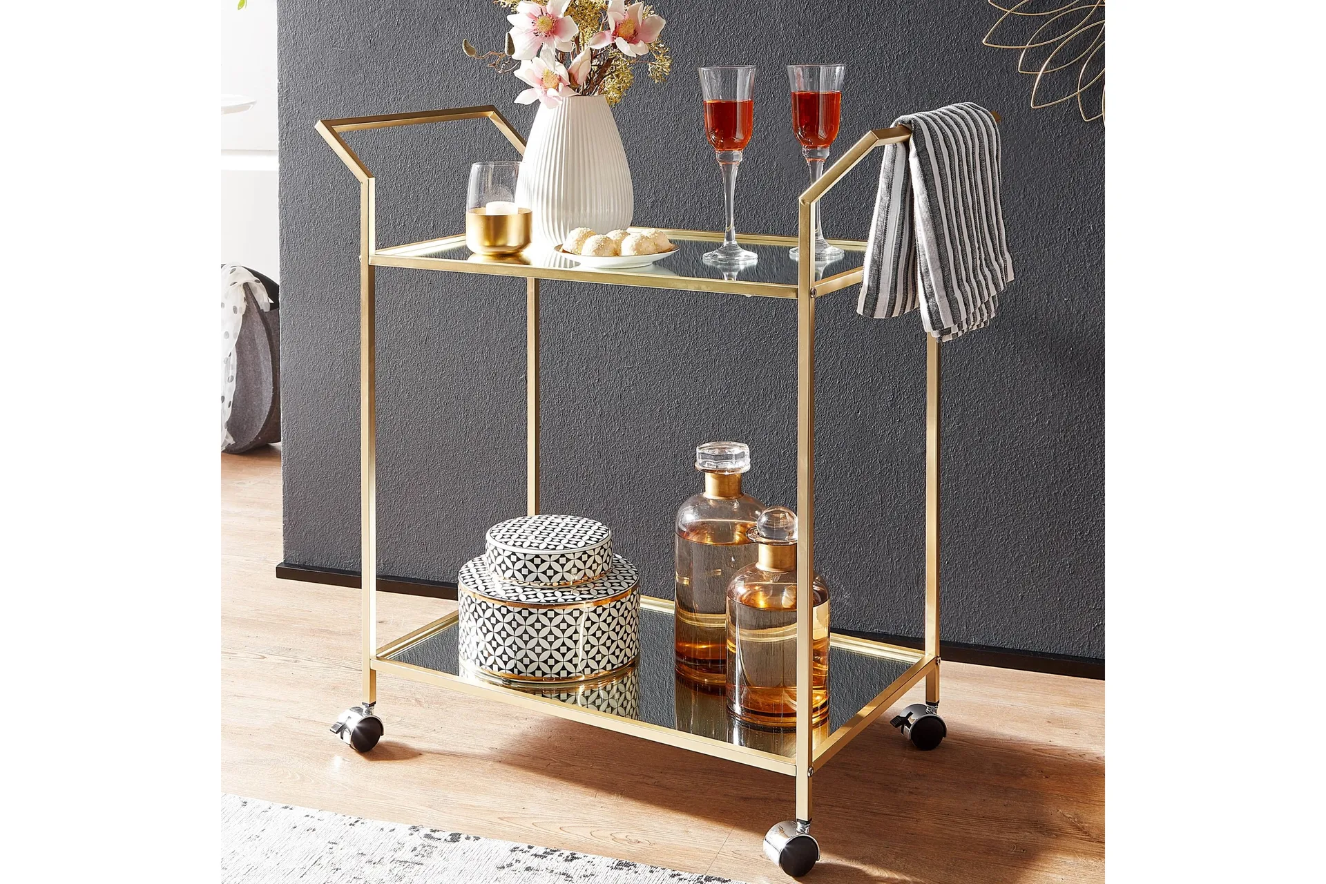 Serveringsvogn Kolanda - Gull - Møbler - Bord - Serveringsvogn & serveringsbord - Trillebord & Serveringsbord