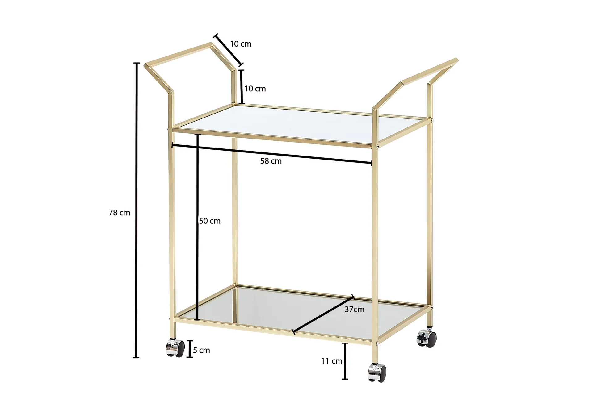 Serveringsvogn Kolanda - Gull - Møbler - Bord - Serveringsvogn & serveringsbord - Trillebord & Serveringsbord