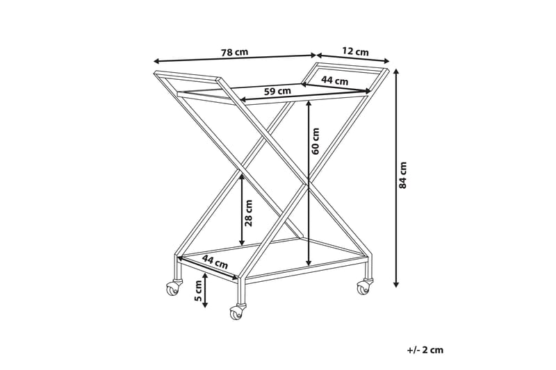 Serveringsvogn speileffekt/gull IVERA - gull - Trillebord & Serveringsbord - Rullevogn, rullebord & serveringsbord