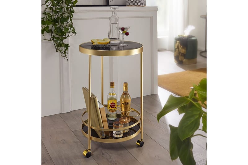 Thruston Drinkvogn 45x45 cm - Gull - Møbler - Bord - Serveringsvogn & serveringsbord - Trillebord & Serveringsbord