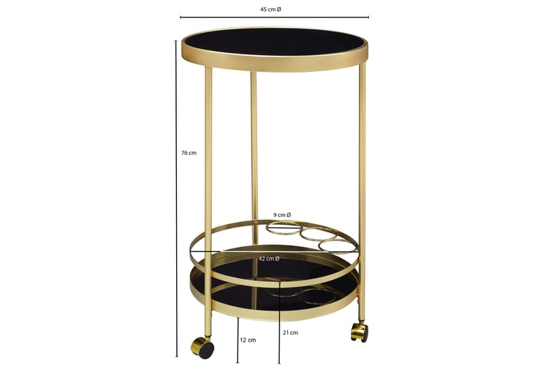 Thruston Drinkvogn 45x45 cm - Gull - Møbler - Bord - Serveringsvogn & serveringsbord - Trillebord & Serveringsbord
