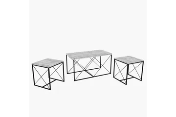 Settborder Sofabordsett Defneia Ljusgrå,Svart - Møbler - Bord - Sofabord & salongbord