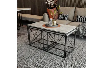 Settborder Sofabordsett Defneia Ljusgrå,Svart - Møbler - Bord - Sofabord & salongbord