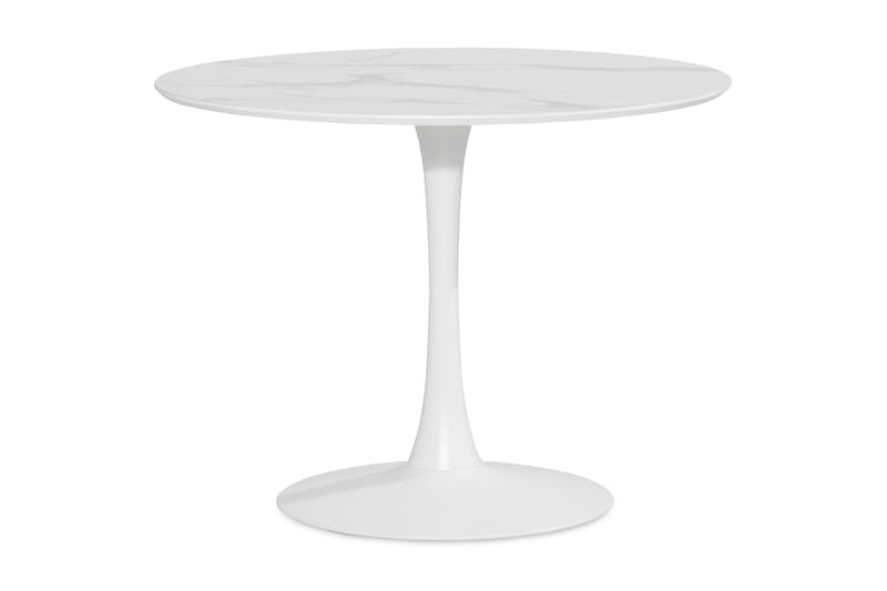 Severo Spisebord 100 cm Rundt hvit base + 4 stk Naira stol beige med svarte ben - Hvit/Beige - Møbler - Bord - Spisegruppe