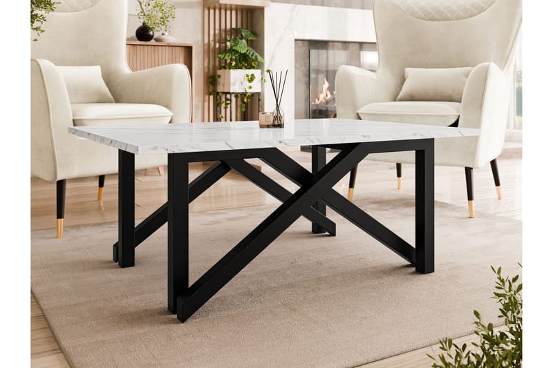 Seyloren Sofabord 100 cm - Hvit/Svart - Møbler - Bord - Sofabord & salongbord