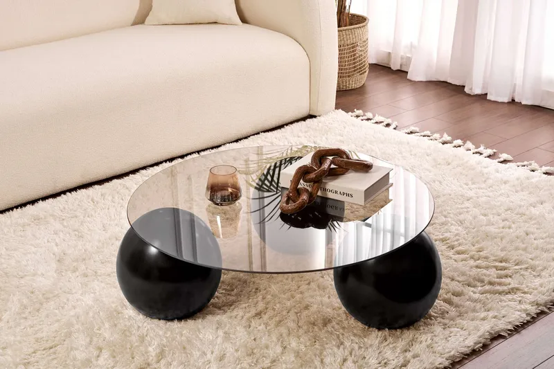 Sibas Sofabord 85 cm, Svart og bronse