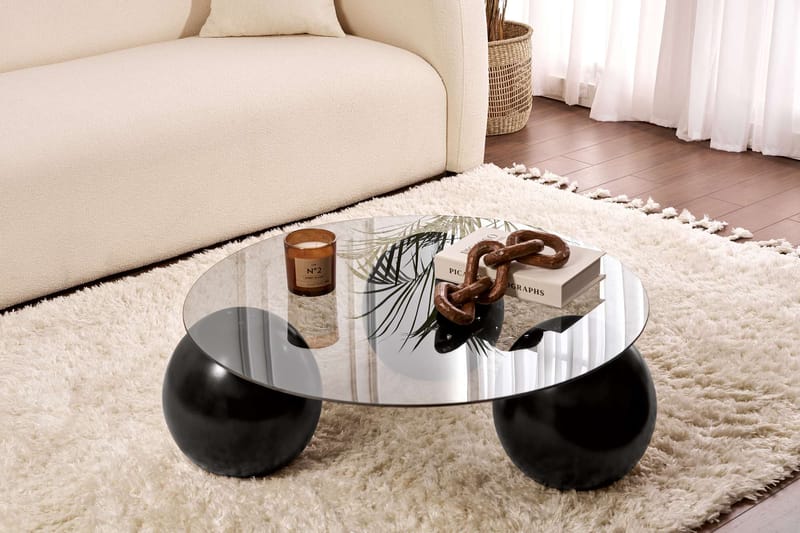 Sibas Sofabord 85 cm, Svart og grå