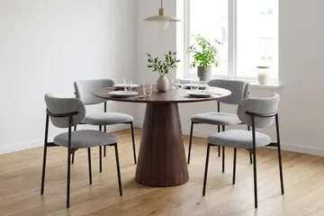 Siena rund spisegruppe 110 cm med 4 Lucy spisestoler - Røkt eik - Møbler - Bord - Spisegruppe