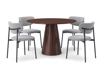Siena rund spisegruppe 110 cm med 4 Lucy spisestoler - Røkt eik - Møbler - Bord - Spisegruppe