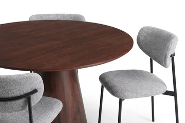 Siena rund spisegruppe 110 cm med 4 Lucy spisestoler - Røkt eik - Møbler - Bord - Spisegruppe