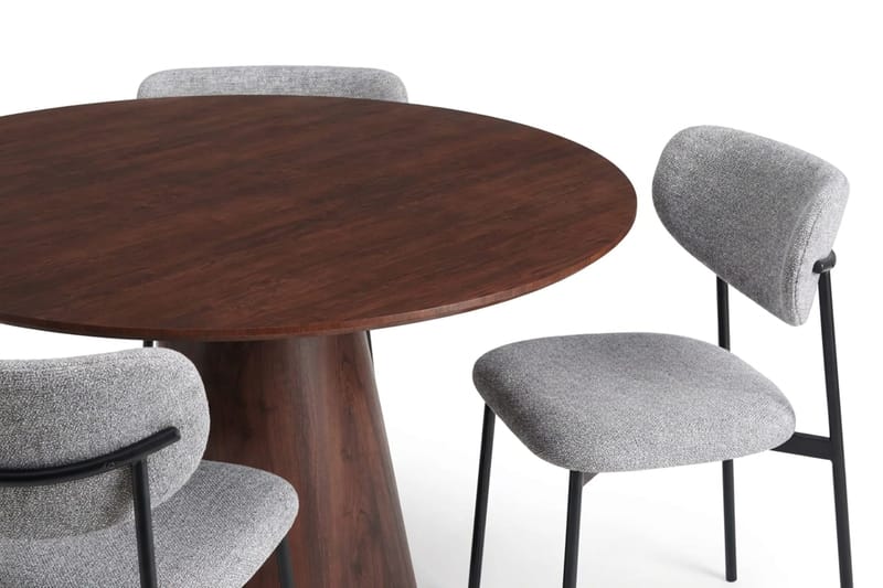 Siena rund spisegruppe 110 cm med 4 Lucy spisestoler - Røkt eik - Møbler - Bord - Spisegruppe