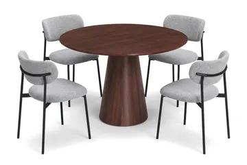 Siena rund spisegruppe 110 cm med 4 Lucy spisestoler - Røkt eik - Møbler - Bord - Spisegruppe