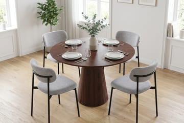 Siena rund spisegruppe 110 cm med 4 Lucy spisestoler - Valnøtt - Møbler - Bord - Spisegruppe