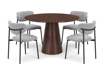Siena rund spisegruppe 110 cm med 4 Lucy spisestoler - Valnøtt - Møbler - Bord - Spisegruppe