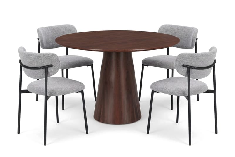 Siena rund spisegruppe 110 cm med 4 Lucy spisestoler - Valnøtt - Møbler - Bord - Spisegruppe