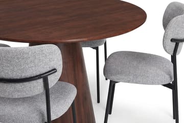 Siena rund spisegruppe 110 cm med 4 Lucy spisestoler - Valnøtt - Møbler - Bord - Spisegruppe