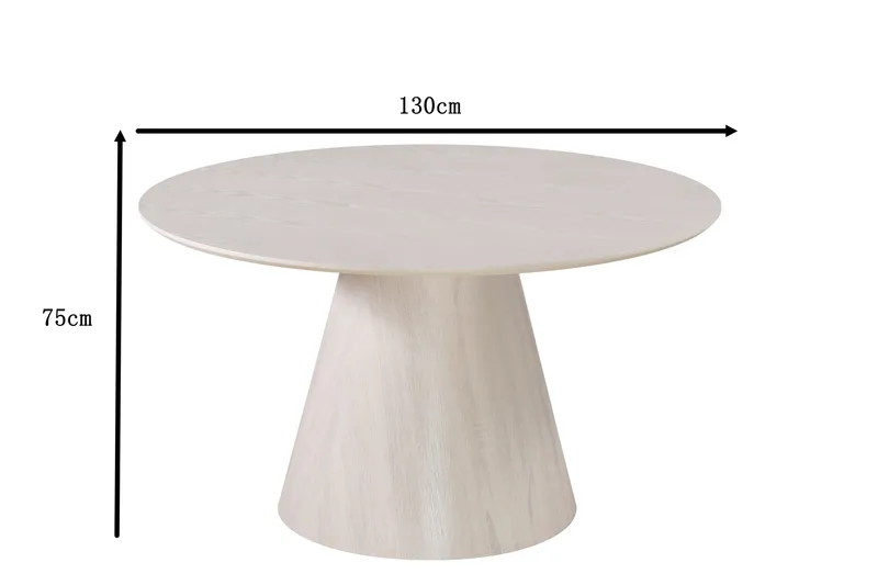 Siena Rundt Spisebord 130 cm - Hvitvasket - Møbler - Bord - Spisebord & kjøkkenbord