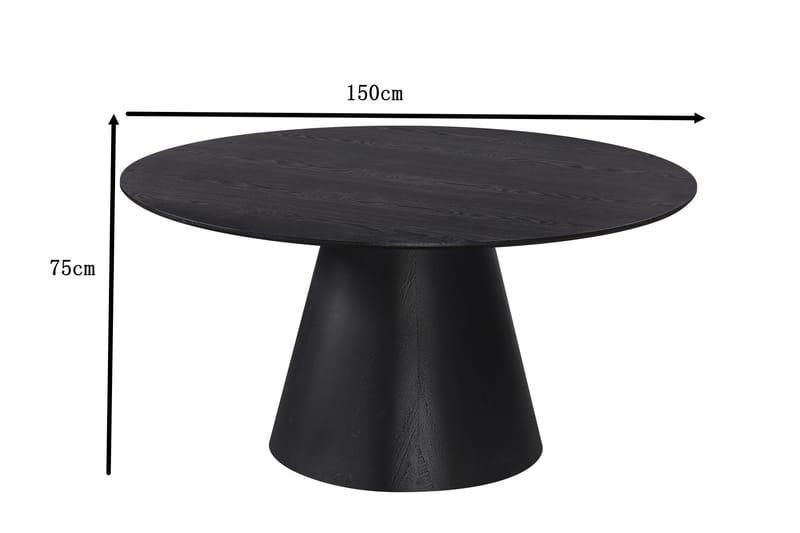 Siena Rundt Spisebord 150 cm - Svart - Møbler - Bord - Spisebord & kjøkkenbord