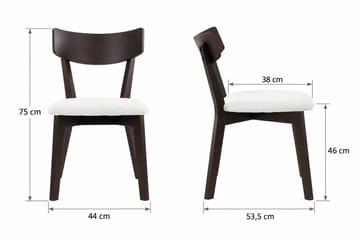 Siena Rundt Spisegruppe 150 cm – Spisebord med 6 Amelia Spisestoler med Pute i Tre med Røkt Eik-utseende - Mørkebrun - Møbler - Bord - Spisegruppe