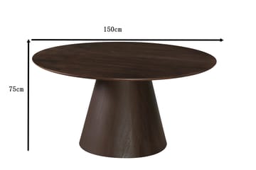 Siena Rundt Spisegruppe 150 cm – Spisebord med 6 Amelia Spisestoler med Pute i Tre med Røkt Eik-utseende - Mørkebrun - Møbler - Bord - Spisegruppe