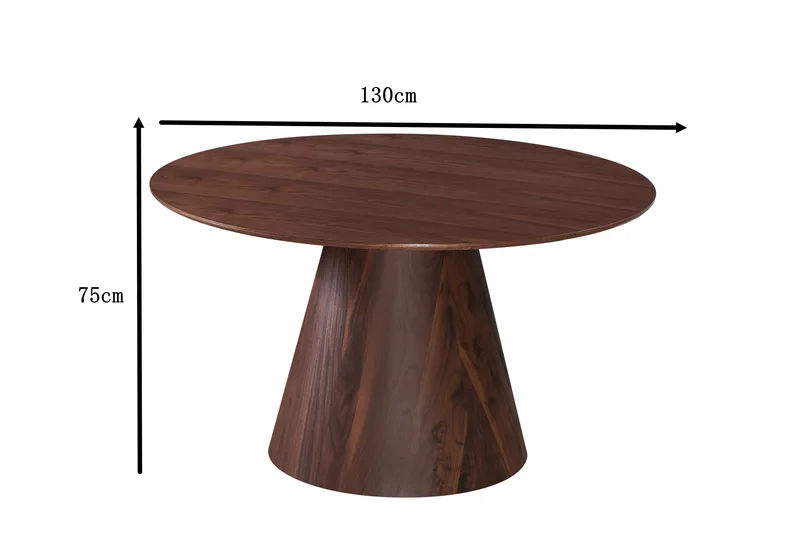 Siena Spisebord Rundt 130 cm Finér - Valnøtt - Møbler - Bord - Spisebord & kjøkkenbord