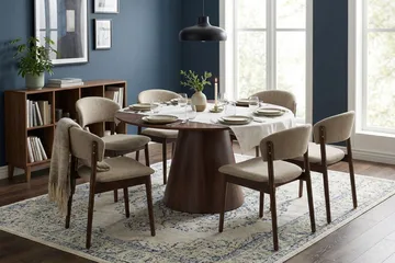 Siena Spisebord Rundt 130 cm Finér - Valnøtt - Møbler - Bord - Spisebord & kjøkkenbord