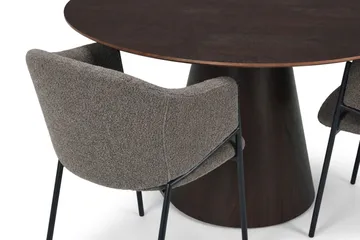 Siena spisegruppe, rund 150 cm, med 6 Filip spisestoler - Røkt eik - Møbler - Bord - Spisegruppe