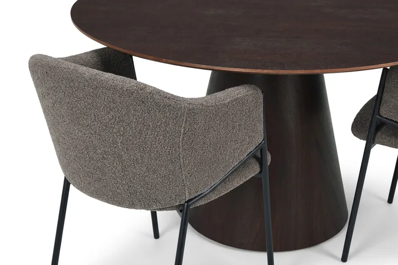 Siena spisegruppe, rund 150 cm, med 6 Filip spisestoler - Røkt eik - Møbler - Bord - Spisegruppe