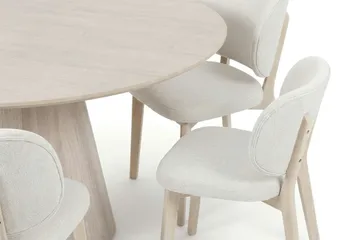 Siena Spisegruppe 110 cm rund hvitlasert med 4 Eira spisestoler - Hvitlasert - Møbler - Bord - Spisegruppe