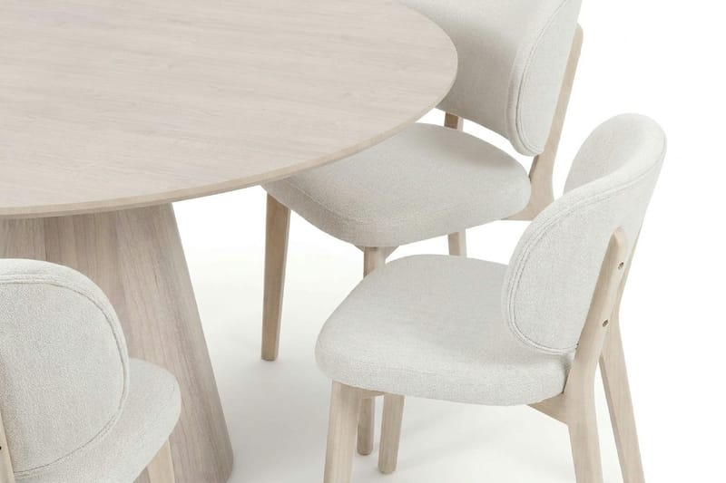 Siena Spisegruppe 110 cm rund hvitlasert med 4 Eira spisestoler - Hvitlasert - Møbler - Bord - Spisegruppe