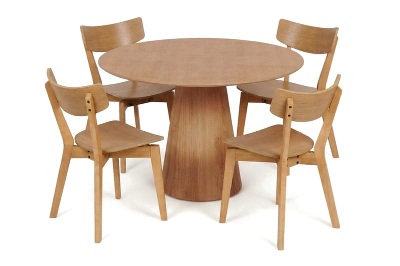 Siena Spisegruppe 110 cm rund i eik med 4 Amelia spisestoler - Eik - Møbler - Bord - Spisegruppe