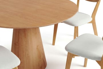 Siena spisegruppe 110 cm rund i eik med 4 Amelia spisestoler med pute - Eik/Beige - Møbler - Bord - Spisegruppe