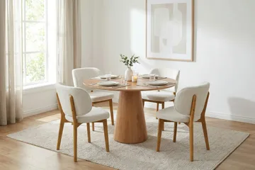 Siena spisegruppe 110 cm rund i eik med 4 Eira spisestoler - Eik - Møbler - Bord - Spisegruppe