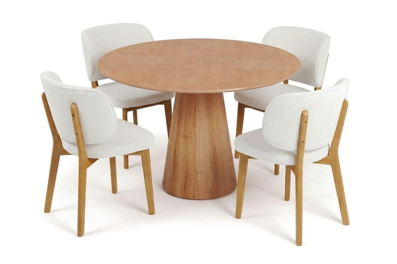 Siena spisegruppe 110 cm rund i eik med 4 Eira spisestoler - Eik - Møbler - Bord - Spisegruppe