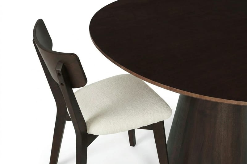 Siena spisegruppe 110 cm rund i røkt eik med 4 Amelia spisestoler med pute - Røkt eik/Beige - Møbler - Bord - Spisegruppe