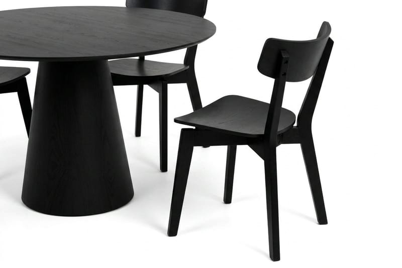 Siena Spisegruppe 110 cm rund i svart med 4 Amelia spisestoler - Svart - Møbler - Bord - Spisegruppe