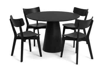 Siena Spisegruppe 110 cm rund i svart med 4 Amelia spisestoler - Svart - Møbler - Bord - Spisegruppe