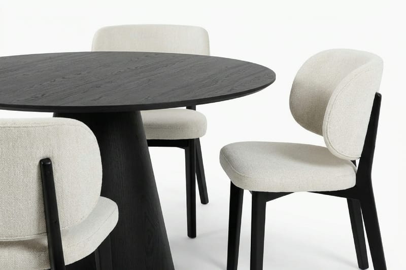 Siena spisegruppe 110 cm rund i svart med 4 Eira spisestoler - Svart - Møbler - Bord - Spisegruppe