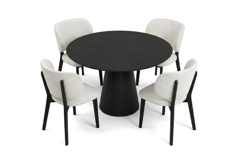 Siena spisegruppe 110 cm rund i svart med 4 Eira spisestoler - Svart - Møbler - Bord - Spisegruppe